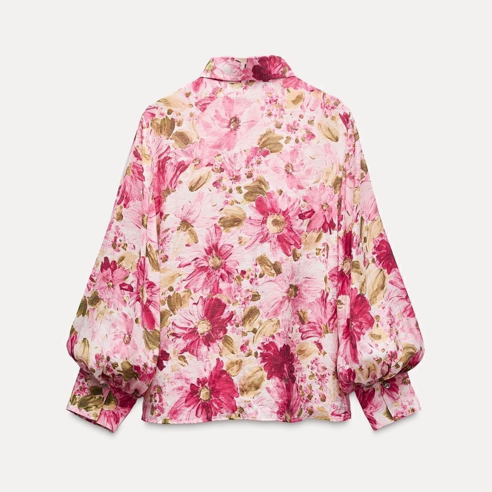 ZARA FLORAL PRINT BLOUSE - Picture 4 of 5
